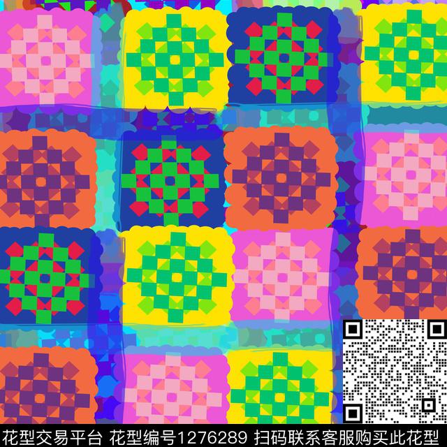 1668.jpg - 1276289 - 几何 格子 抽象 - 数码印花花型 － 床品花型设计 － 瓦栏