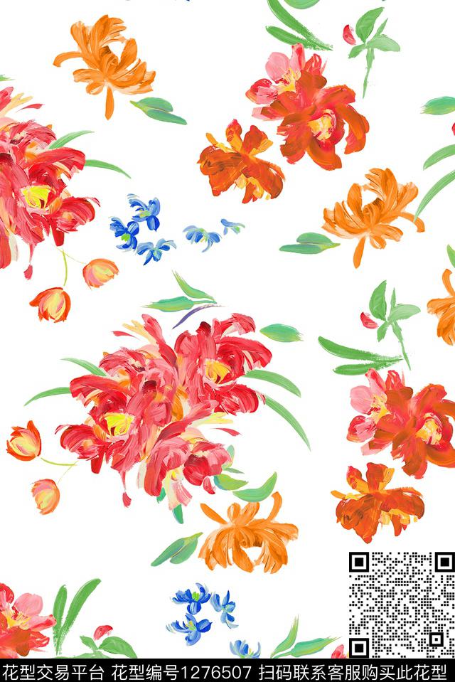 226.jpg - 1276507 - 花卉 大牌风 手绘花卉 - 数码印花花型 － 女装花型设计 － 瓦栏