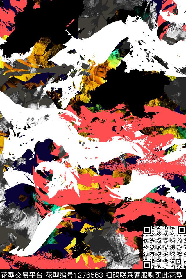 xcwh-o36－a.jpg - 1276563 - 男装 春夏花型 抽象男装 - 数码印花花型 － 男装花型设计 － 瓦栏