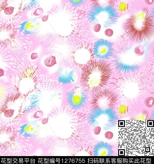 烟火满版散花春夏花型数码印花花型下载（图片编号: 1276755） - 瓦栏（Walan）