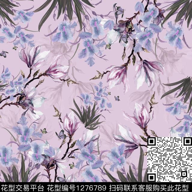 242-2.jpg - 1276789 - 方巾 花卉 紫色花 - 数码印花花型 － 方巾花型设计 － 瓦栏