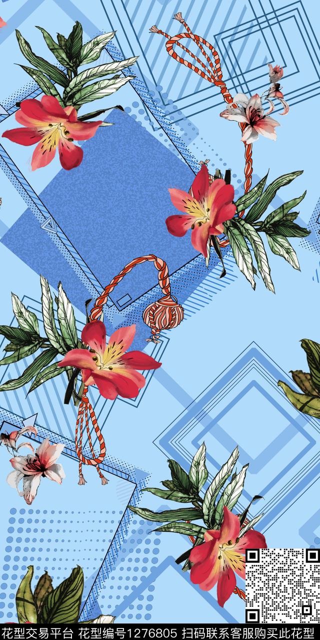 190429-3.jpg - 1276805 - 几何 花卉 热带花型 - 数码印花花型 － 女装花型设计 － 瓦栏