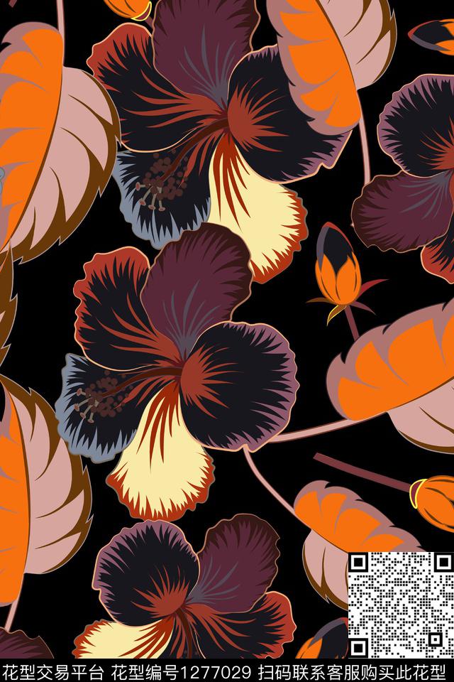2019-11-22.jpg - 1277029 - 花卉 手绘 绿植树叶 - 传统印花花型 － 女装花型设计 － 瓦栏