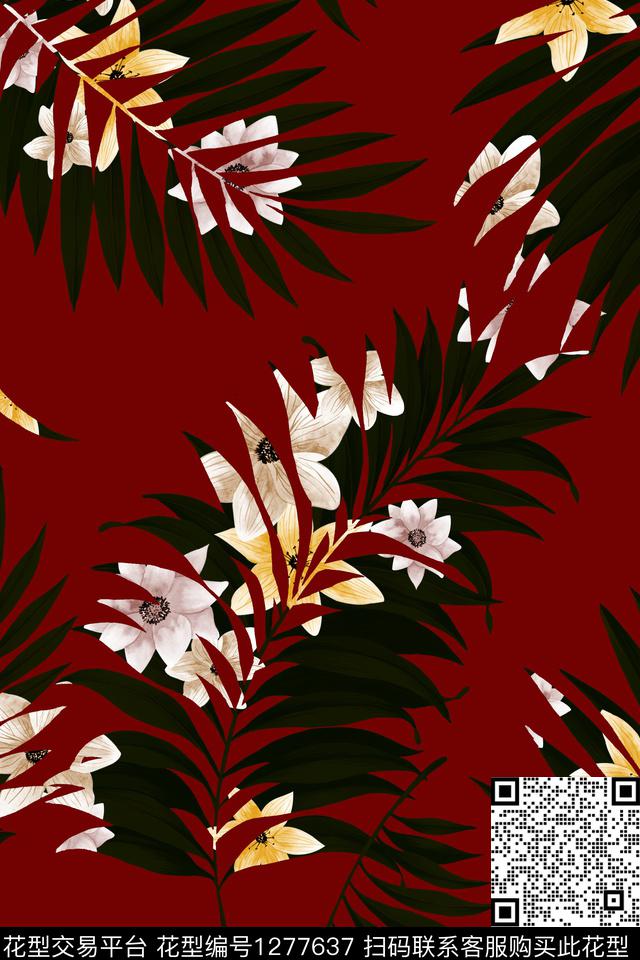 数码花型花卉热带花型数码印花花型下载（图片编号: 1277637） - 瓦栏（Walan）