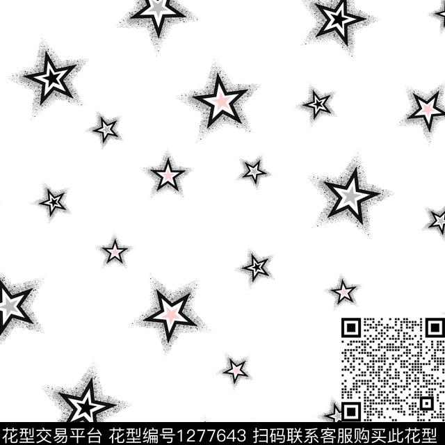 guan060.jpg - 1277643 - 几何 少女 五角星 - 传统印花花型 － 女装花型设计 － 瓦栏