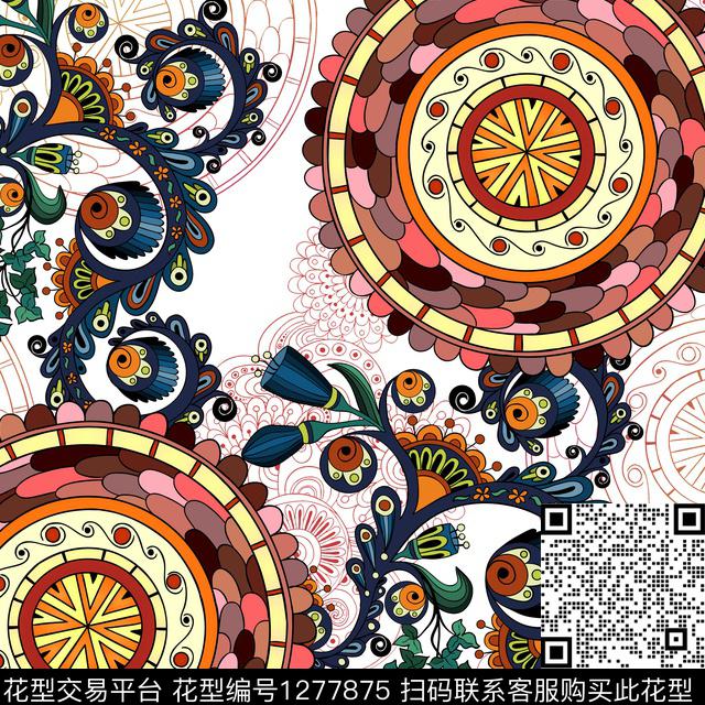 guan072.jpg - 1277875 - 圆形 几何 绘画 - 数码印花花型 － 女装花型设计 － 瓦栏