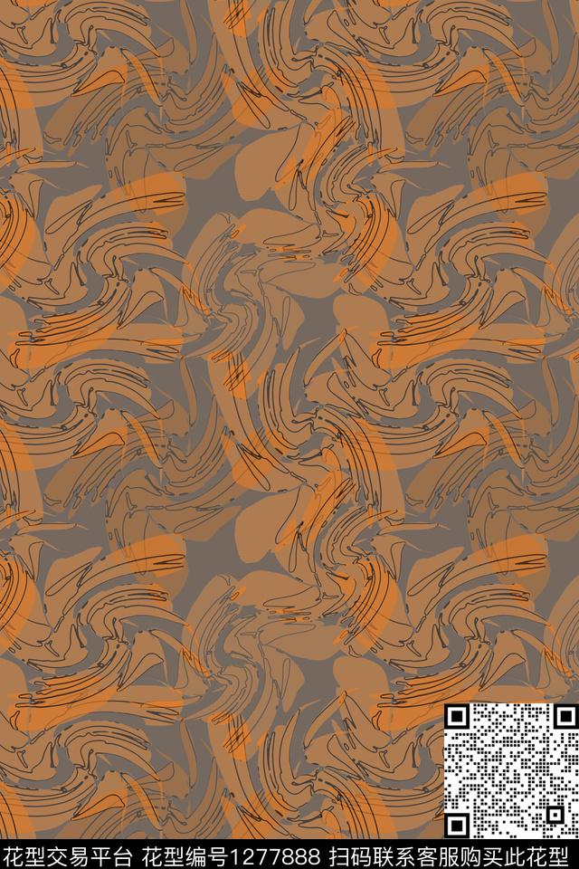 趣味手绘涂鸦图案手绘线条笔触传统印花花型下载（图片编号: 1277888） - 瓦栏（Walan）