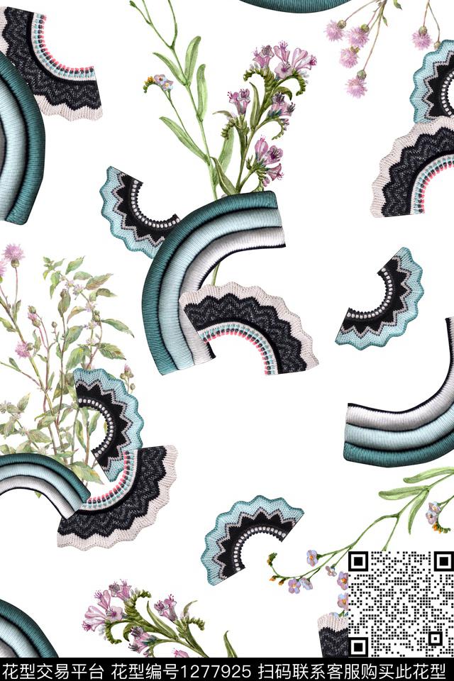 复古花卉数码印花花型下载（图片编号: 1277925） - 瓦栏（Walan）