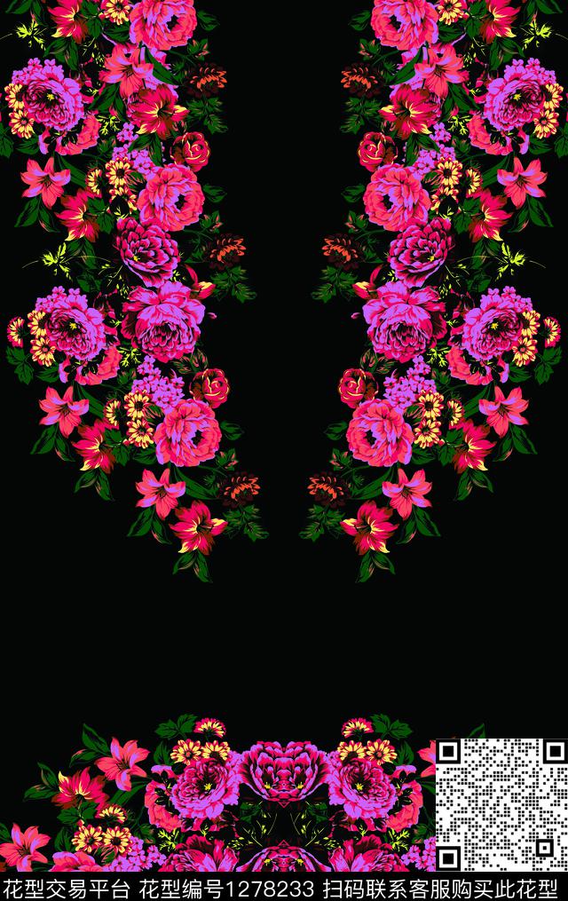 101569.jpg - 1278233 - 定位花 抽象花卉 女装 - 传统印花花型 － 女装花型设计 － 瓦栏