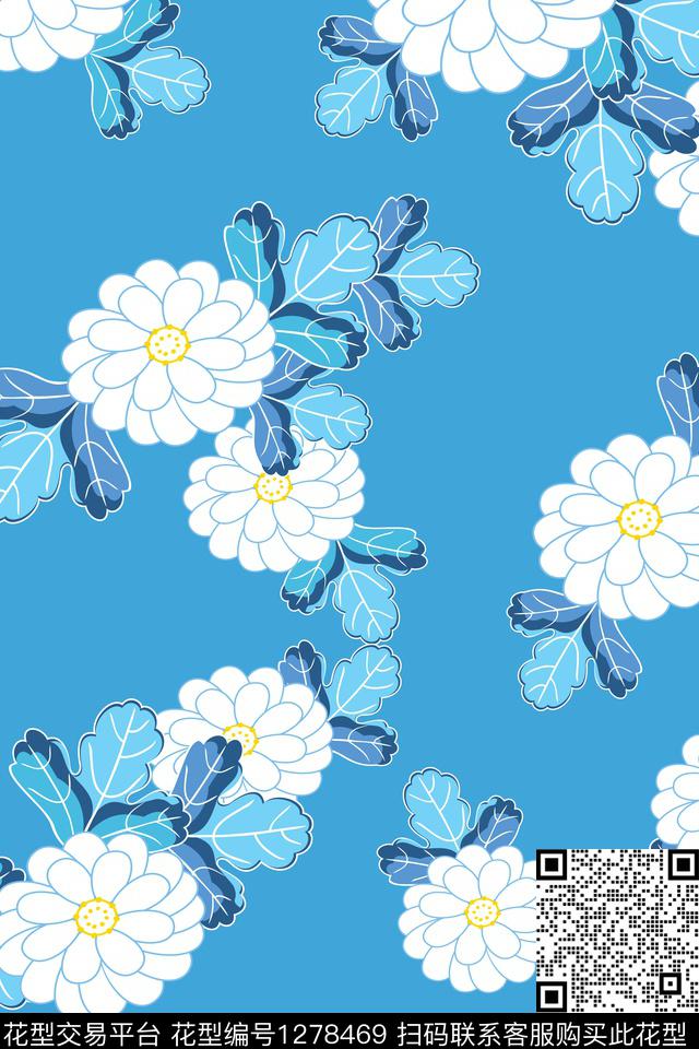 花卉大花春夏花型传统印花花型下载（图片编号: 1278469） - 瓦栏（Walan）