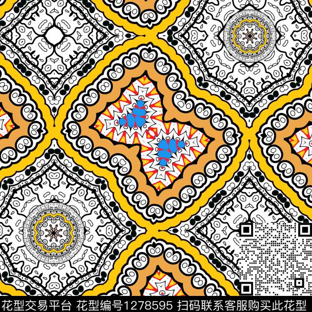 民族风33.jpg - 1278595 - 复古 几何 抽象 - 数码印花花型 － 女装花型设计 － 瓦栏