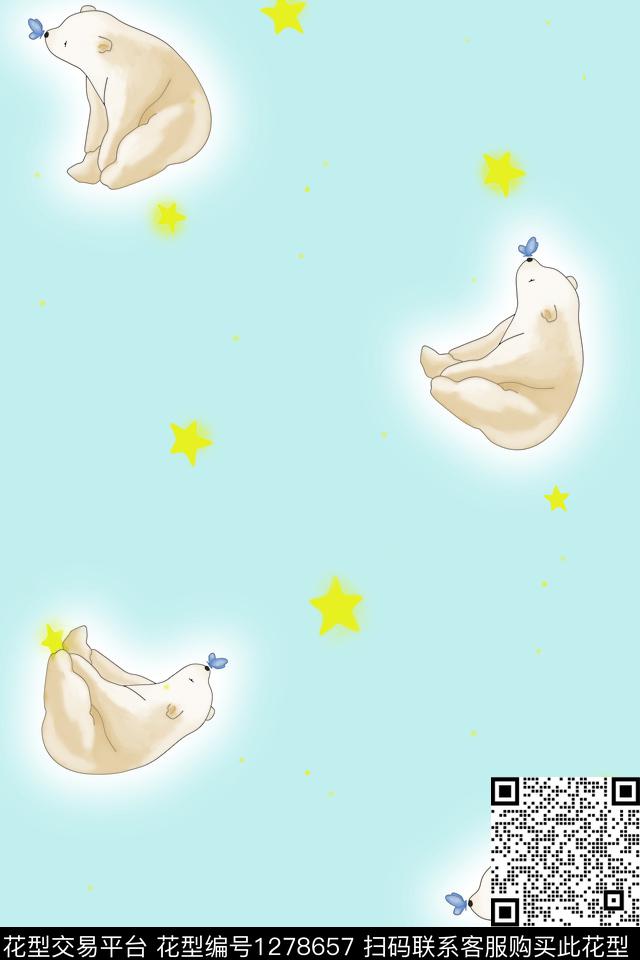 卡通动物星星手绘传统印花花型下载（图片编号: 1278657） - 瓦栏（Walan）
