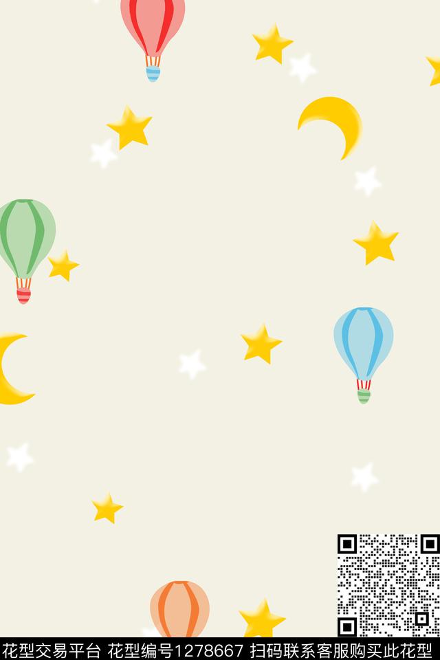 星星月亮气球传统印花花型下载（图片编号: 1278667） - 瓦栏（Walan）