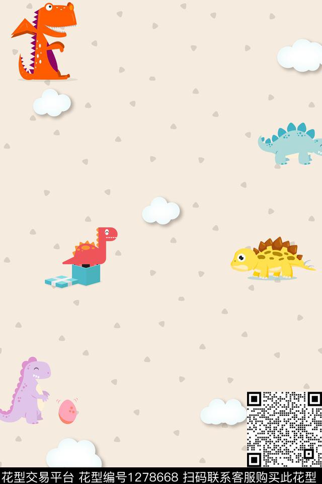 卡通动物恐龙传统印花花型下载（图片编号: 1278668） - 瓦栏（Walan）