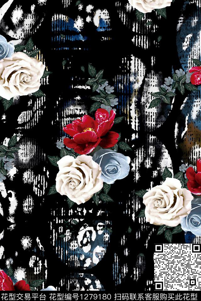 xcwh-o76.jpg - 1279180 - 佩斯利 花卉 大牌风 - 数码印花花型 － 女装花型设计 － 瓦栏
