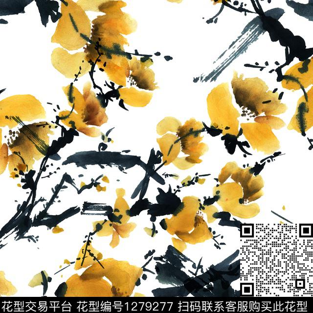 guan120.jpg - 1279277 - 水彩 花卉 白底花 - 数码印花花型 － 女装花型设计 － 瓦栏