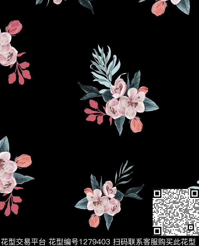 flo7-2.jpg - 1279403 - 花卉 小碎花 手绘花卉 - 数码印花花型 － 女装花型设计 － 瓦栏