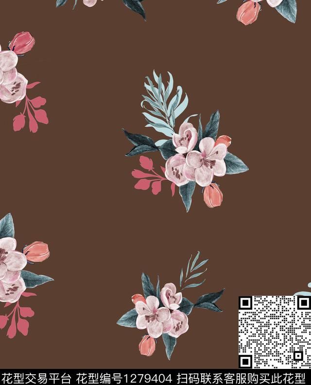 flo7-3.jpg - 1279404 - 花卉 小碎花 手绘花卉 - 数码印花花型 － 女装花型设计 － 瓦栏