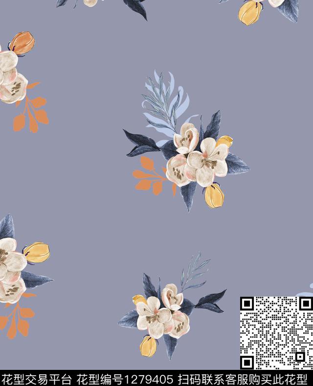 flo7-4.jpg - 1279405 - 花卉 小碎花 手绘花卉 - 数码印花花型 － 女装花型设计 － 瓦栏