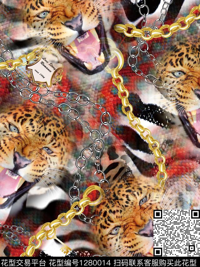 动物豹纹抽象男装数码印花花型下载（图片编号: 1280014） - 瓦栏（Walan）