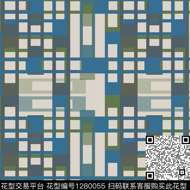 几何格子图案学院风格传统印花花型下载（图片编号: 1280055） - 瓦栏（Walan）