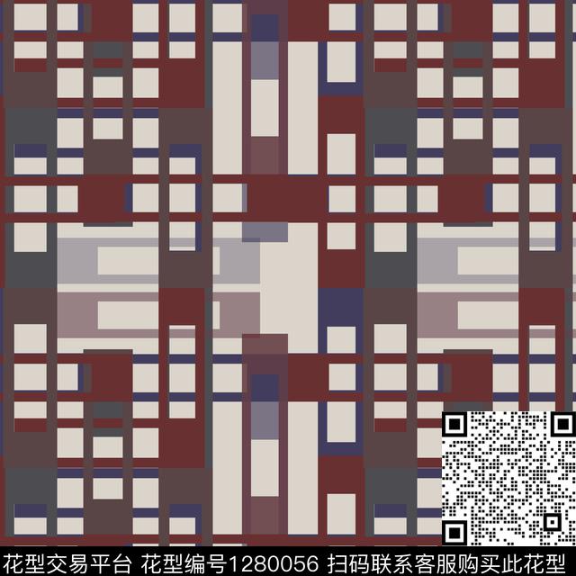 几何格子图案学院风格传统印花花型下载（图片编号: 1280056） - 瓦栏（Walan）