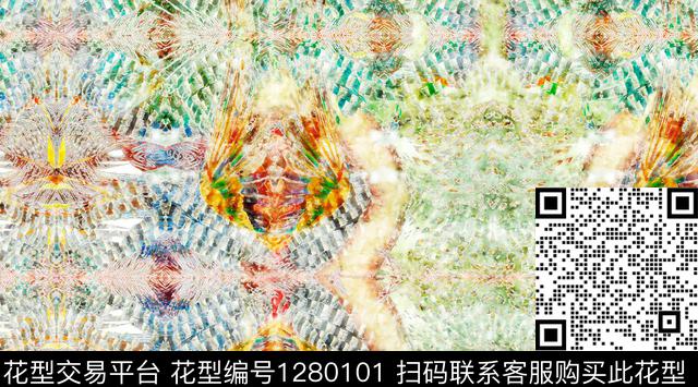 G19110169B.tif - 1280101 - 水彩 抽象 手绘 - 数码印花花型 － 女装花型设计 － 瓦栏