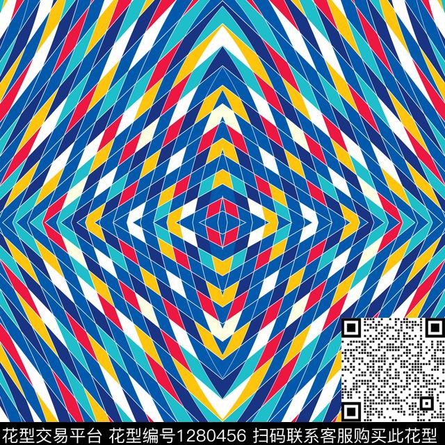 几何格子运动传统印花花型下载（图片编号: 1280456） - 瓦栏（Walan）