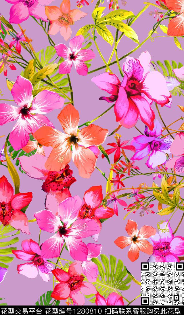 YY-HAIBO-20008.jpg - 1280810 - 数码花型 花卉 大牌风 - 数码印花花型 － 女装花型设计 － 瓦栏