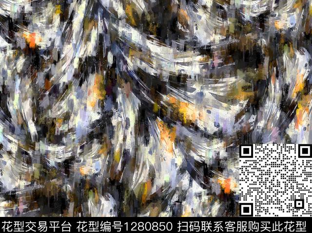 G19110189G.tif - 1280850 - 抽象 手绘 油画印象派 - 数码印花花型 － 女装花型设计 － 瓦栏
