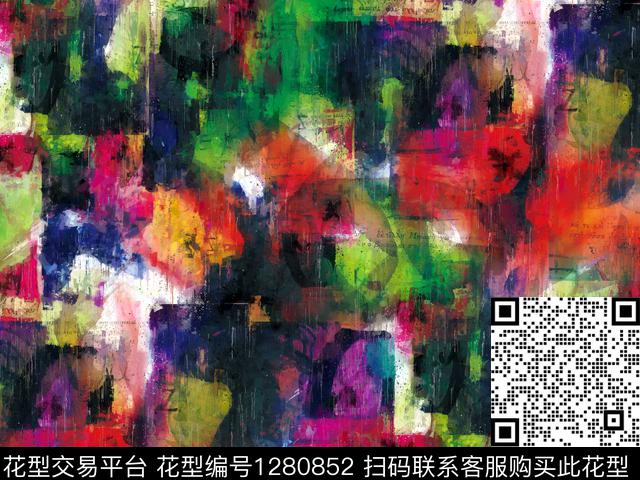 G19110190G.tif - 1280852 - 抽象 手绘 油画印象派 - 数码印花花型 － 女装花型设计 － 瓦栏