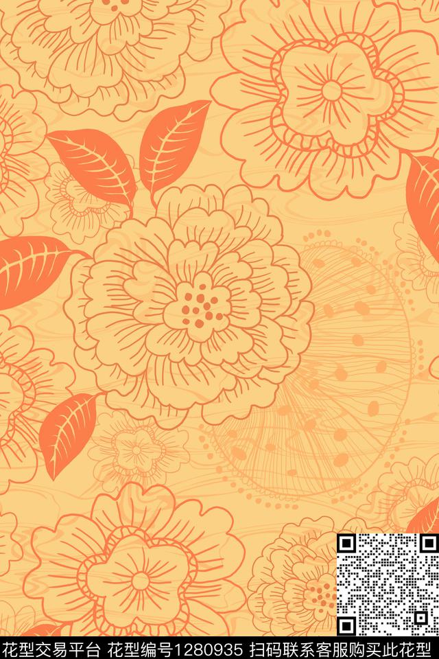 42.jpg - 1280935 - 抱枕 床品 花卉 - 传统印花花型 － 床品花型设计 － 瓦栏