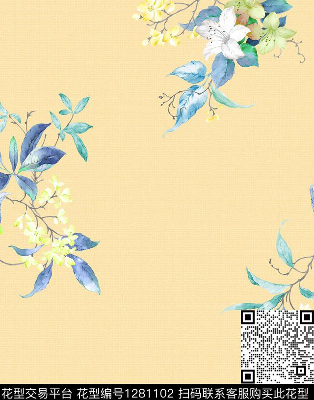 恋花时节A.(1).jpg - 1281102 - 水彩 田园 手绘 - 数码印花花型 － 墙纸花型设计 － 瓦栏