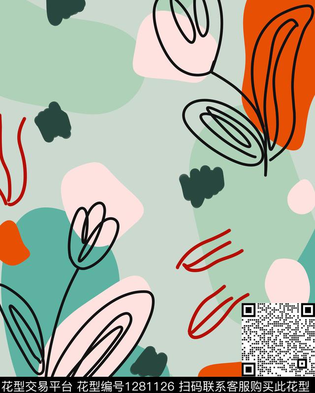 女装大牌风抽象传统印花花型下载（图片编号: 1281126） - 瓦栏（Walan）