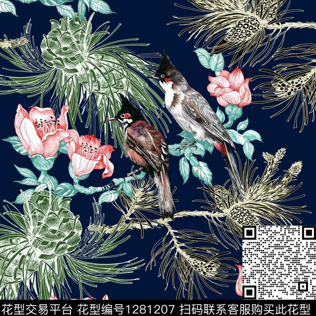 guan130.jpg - 1281207 - 水彩 花卉 绿植树叶 - 数码印花花型 － 女装花型设计 － 瓦栏