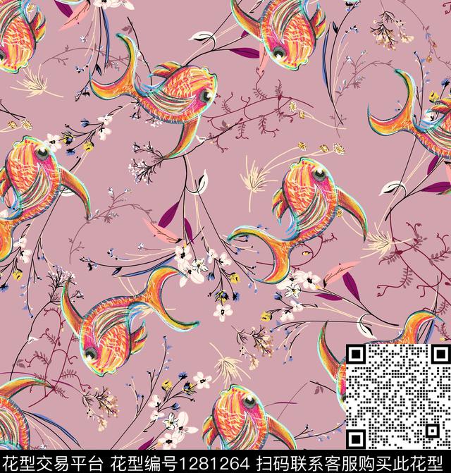 YY-HAIBO-20016.jpg - 1281264 - 数码花型 水彩 大牌风 - 数码印花花型 － 女装花型设计 － 瓦栏
