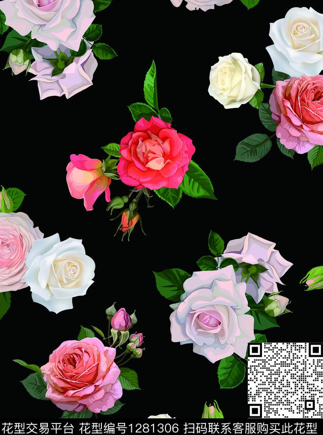772.jpg - 1281306 - 复古 女装 花卉 - 数码印花花型 － 女装花型设计 － 瓦栏