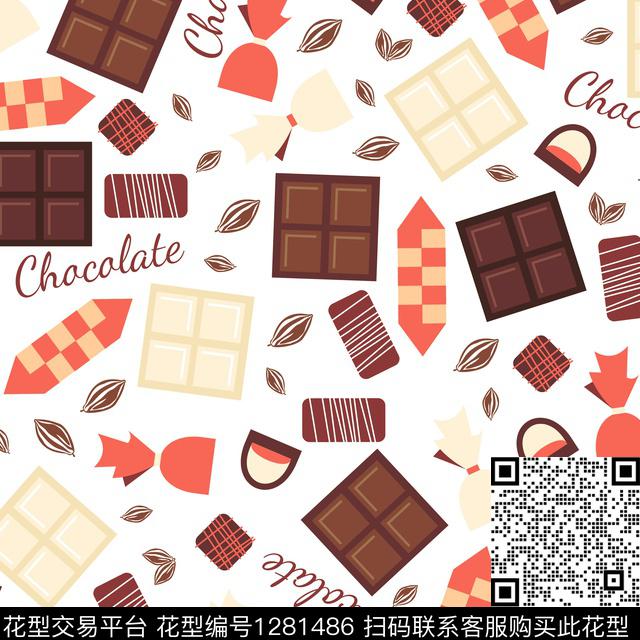 guan138.jpg - 1281486 - 糖果 卡通 巧克力 - 传统印花花型 － 女装花型设计 － 瓦栏