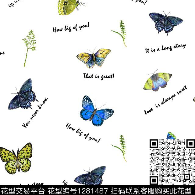 guan139.jpg - 1281487 - 字母 蝴蝶 小草 - 数码印花花型 － 女装花型设计 － 瓦栏