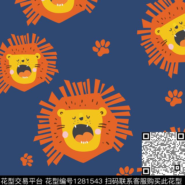 卡通动物狮子童装传统印花花型下载（图片编号: 1281543） - 瓦栏（Walan）