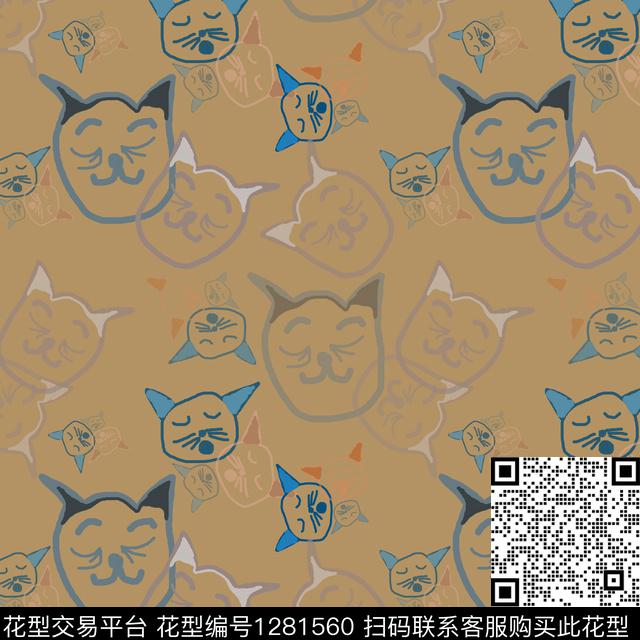 动物手绘线条笔触彩笔涂鸦传统印花花型下载（图片编号: 1281560） - 瓦栏（Walan）