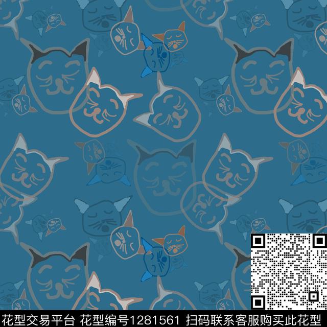 动物手绘线条笔触彩笔涂鸦传统印花花型下载（图片编号: 1281561） - 瓦栏（Walan）