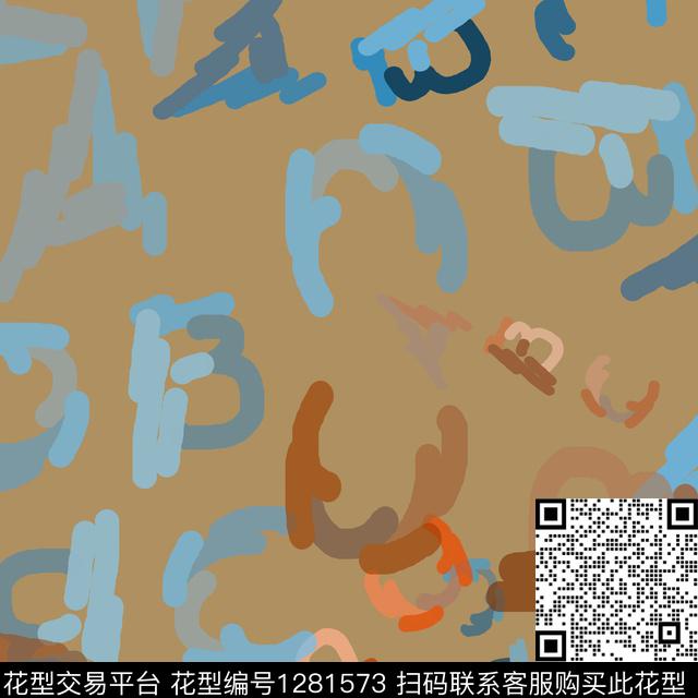 字母手绘线条笔触卡通婴童图案传统印花花型下载（图片编号: 1281573） - 瓦栏（Walan）
