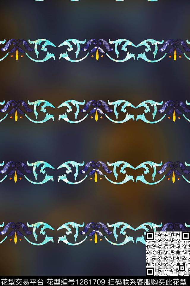花式条纹.jpg - 1281709 - 迷彩 蓝色 小碎花 - 数码印花花型 － 女装花型设计 － 瓦栏