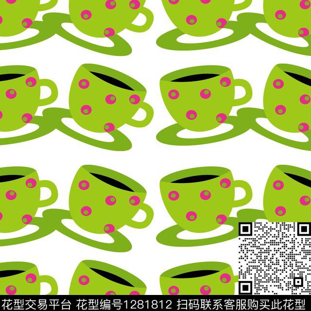 几何杯子卡通传统印花花型下载（图片编号: 1281812） - 瓦栏（Walan）