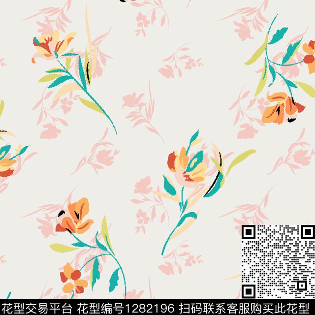 YC43.jpg - 1282196 - 简约 女装 花卉 - 传统印花花型 － 女装花型设计 － 瓦栏