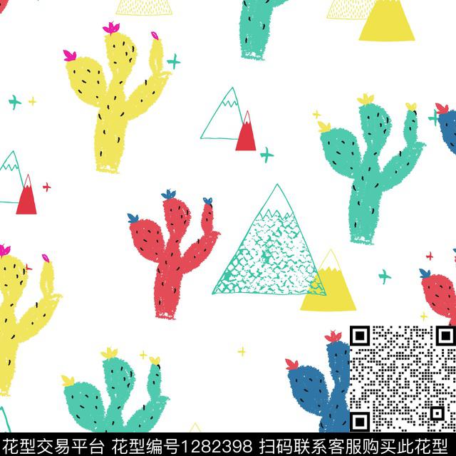 笔触仙人掌童装传统印花花型下载（图片编号: 1282398） - 瓦栏（Walan）