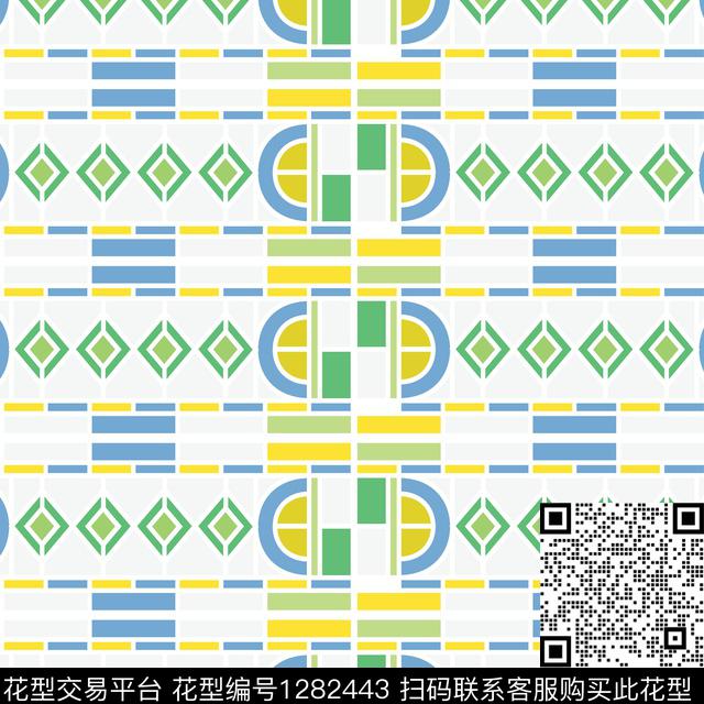 女装几何泳装传统印花花型下载（图片编号: 1282443） - 瓦栏（Walan）