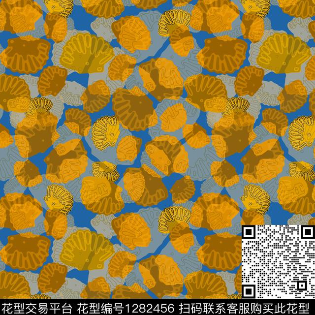 海底宝藏热带海滨度假贝壳印花数码印花花型下载（图片编号: 1282456） - 瓦栏（Walan）