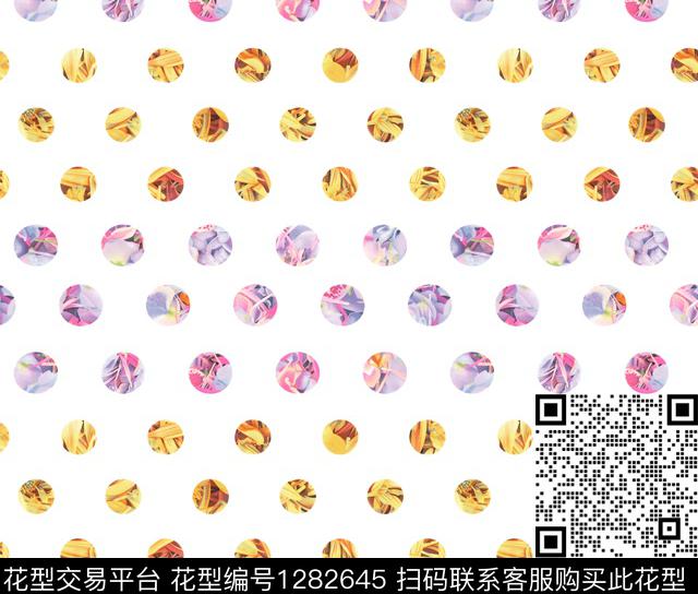 圆形几何波点数码印花花型下载（图片编号: 1282645） - 瓦栏（Walan）